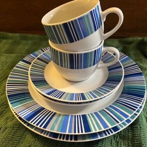 La Vie, Blue, White, Green... Dessert Plate/Teacup/&Saucer Set ( Purchased in Ge